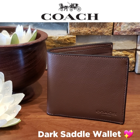NEW Coach Double Billfold Wallet (Dark Saddle) - Picture 1 of 5